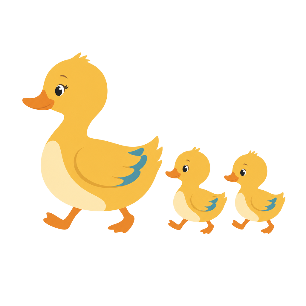 The Milk Ducks logo: a mama duck followed by two ducklings